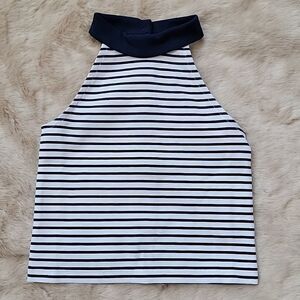 Janie AND JACK NAVY BLUE AND WHITE STRIPED HALTER TOP, SIZE 18-24 MONTHS - NEW!